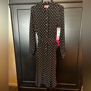 NWT long sleeve LDT polka dot dress